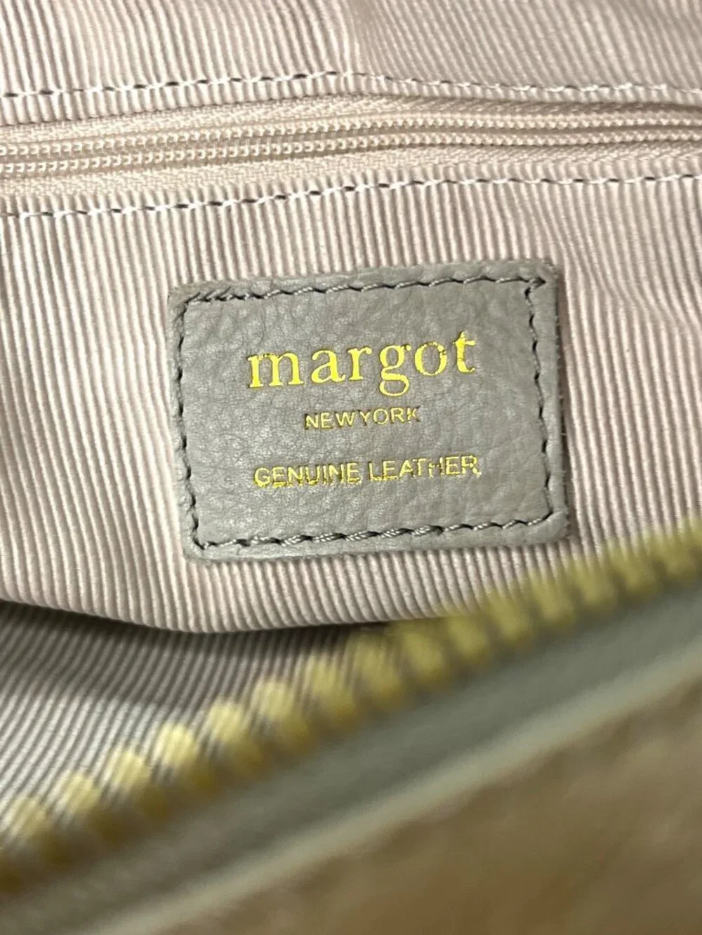Margot New York Leather Crossbody Bag Beige With Gold Hardware Adjustable Strap